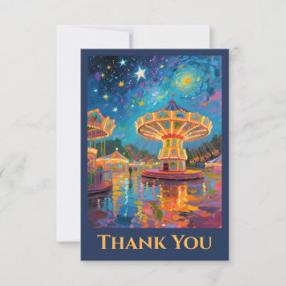 Nebula Night Carousel - Van Gogh Inspired Art Thank You Card