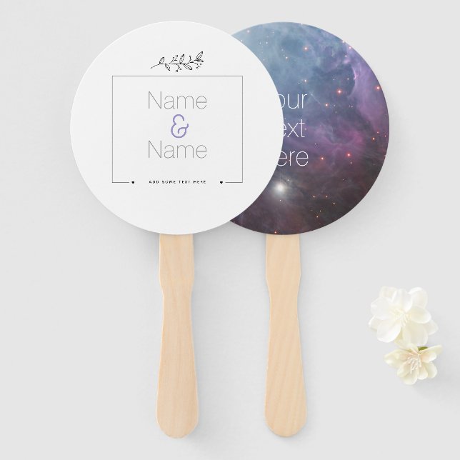 Nebula Orion Astronomy pink violet sky stars Hand Fan (Front and Back)
