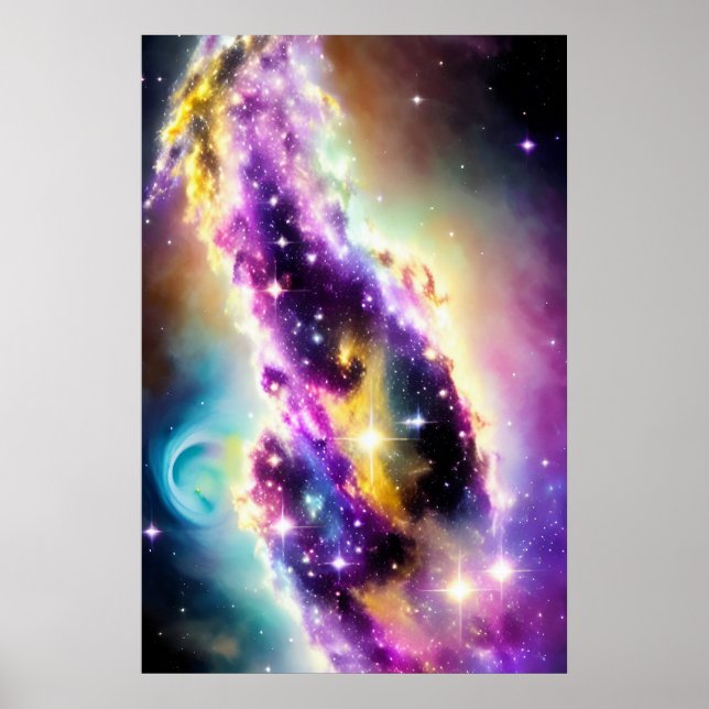 Nebula Roaring Purple in Cosmic Galactic Event Poster (Front)