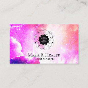 * Nebula Sacred Geometry Universe Pink Purple Business Card