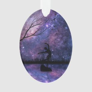 Nebula Sky Dancer Silhouette - Purple & Pink Ornament