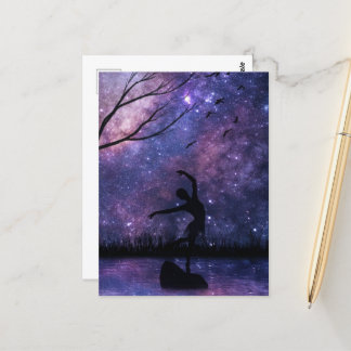 Nebula Sky Dancer Silhouette - Purple & Pink Postcard
