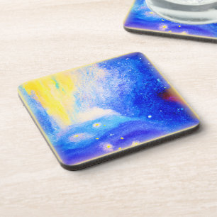 Nebula Stars Blue, Yellow and Milky White. Buy Now Coaster