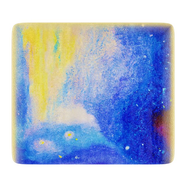 Nebula Stars Blue, Yellow and Milky White. Buy Now Cutting Board (Front)