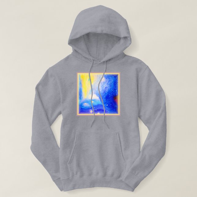 Nebula Stars Blue, Yellow and Milky White. Buy Now Hoodie (Design Front)