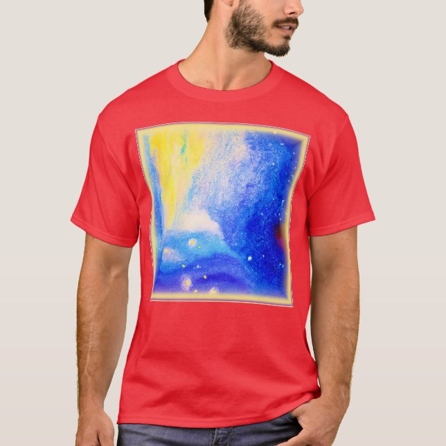Nebula Stars Blue, Yellow and Milky White. Buy Now T-Shirt (Front)