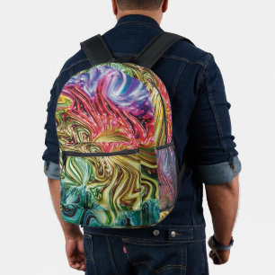 Nebula - Swirling Faux 3d Metallic Rainbow  Printed Backpack