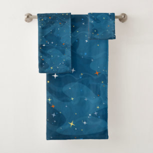 Nebula Waves and Stars Pattern ✨ Bath Towel Set