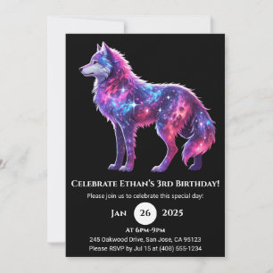 Nebula Wolf Standing Art Print Birthday Invitation