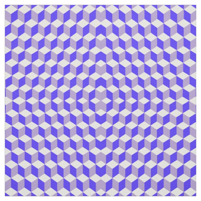 Nebulas Blue and Grey Isometric Cube Pattern Fabric (Swatch)