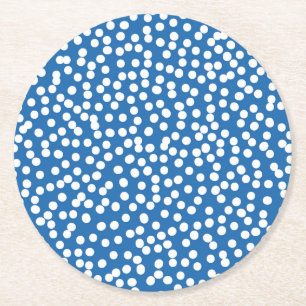 Nebulas Blue with White Snow Dots Paper Coaster