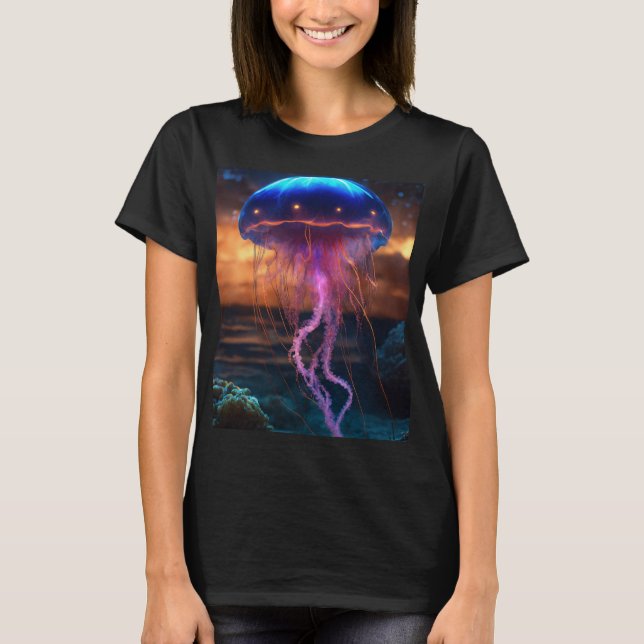  Nebulous Nightjelly: Bioluminescent Beauty  T-Shirt (Front)
