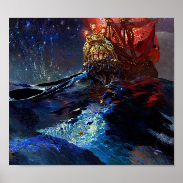 Nec Mergitur by Ferdynand Ruszczyc Colorful Ship Poster (Front)