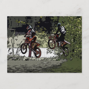 Neck and Neck - Motocross Racers Postcard
