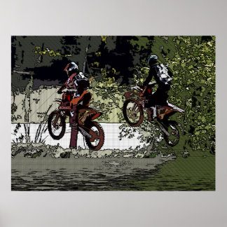 Neck and Neck - Motocross Racers    Poster