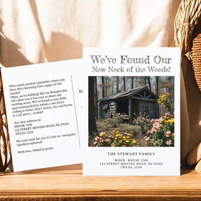 Neck of the woods photo new address home moving announcement postcard (Neck of the woods photo new address home moving announcement postcard)