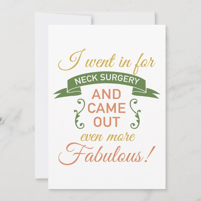 Neck Surgery Fabulous Recovery (Green) Invitation (Front)