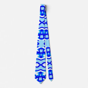 Neck Tie, A blue colour fabric print pattern desig Tie