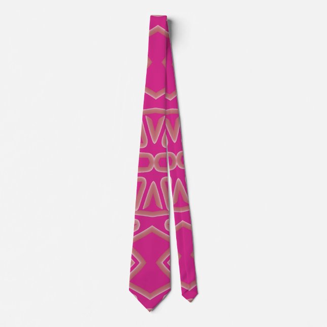 Neck Tie, A pink colour fabric print pattern desig Tie (Front)