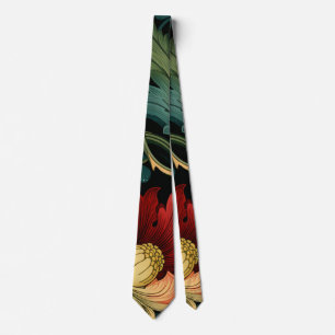 Neck Tie - Art Nouveau Floral Red