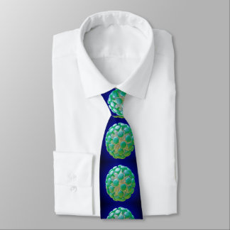 Neck tie - Coronavirus Green on Blue