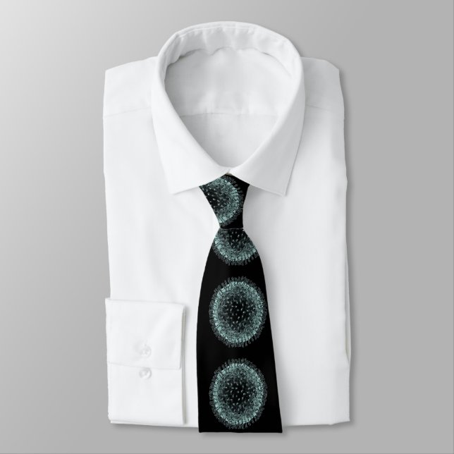 Neck tie - Coronavirus White on Black (Tied)