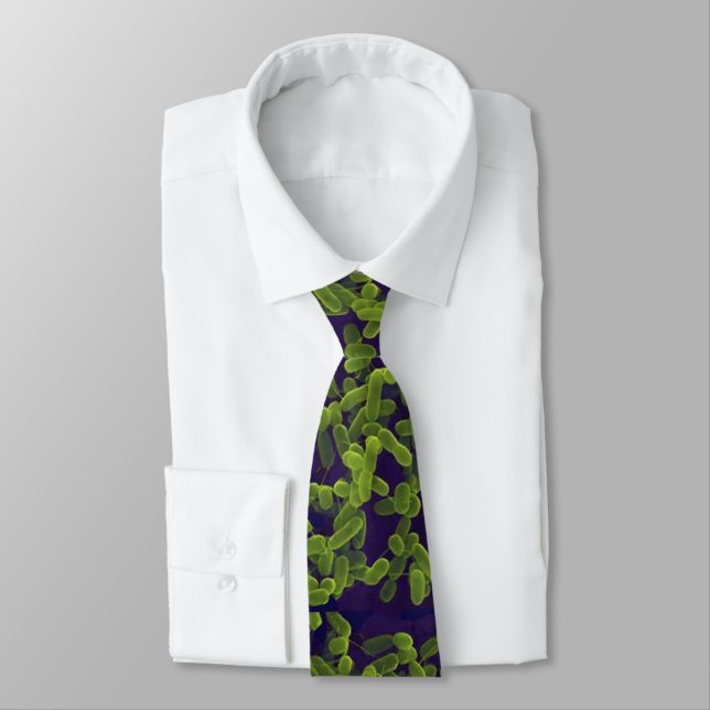 Neck Tie - E. coli (green with navy background) (Tied)