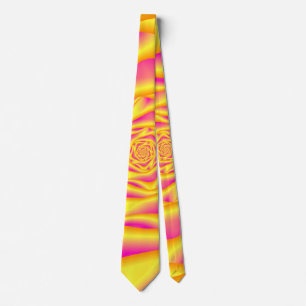 Neck Tie Spiral Rose in Yellow and Pink