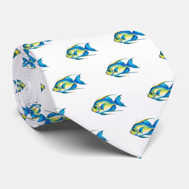 Neck Tie - Watercolor Series: Angelfish (Rolled)