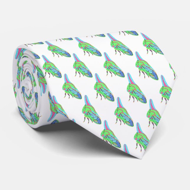 Neck Tie (white) - Oak Treehopper (Rolled)