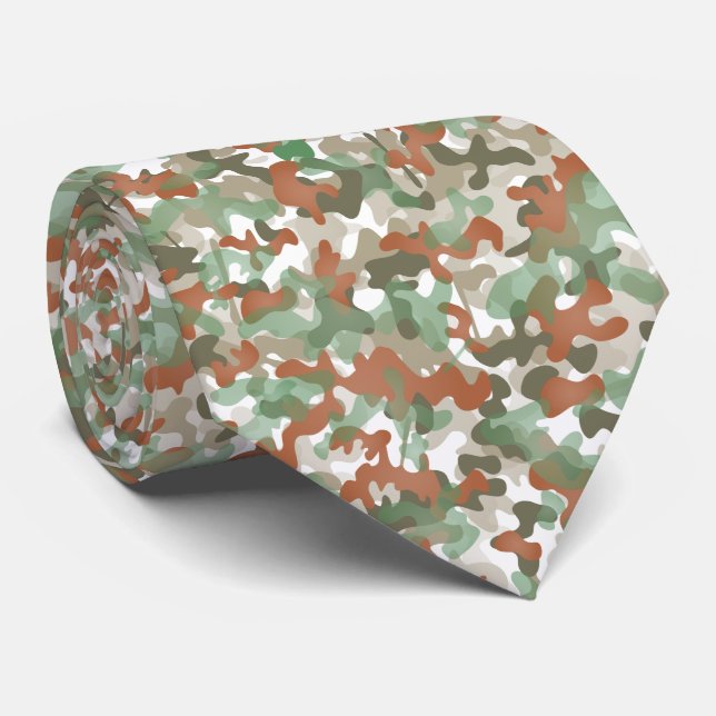 Neck Tie with camouflage pattern in earth tones (Rolled)