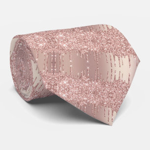 Neck Tie with Rose Blush Glitter Sparkle Drips