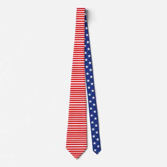 Neck Ties-Red/White Stripes/Blue White Stars Back Tie (Front)