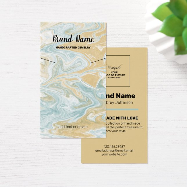 Necklace Display Card - Abstract Beach Design (Desk)
