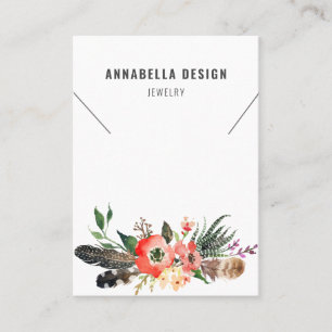Necklace Display Card • Boho Feather Floral