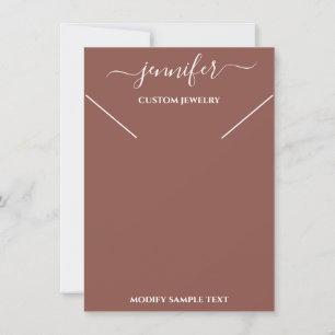 Necklace Display Card Brown Jewellery Logo