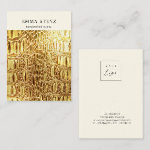 Necklace Display Card • Gold Leather Texture Logo