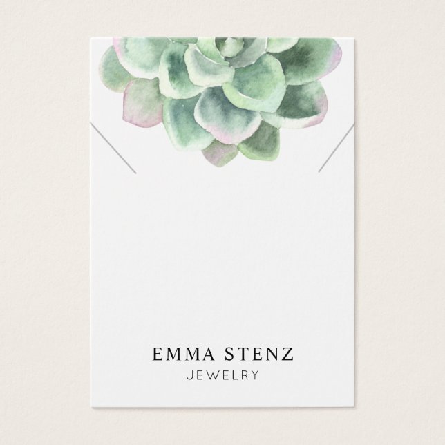 Necklace Display Card • Pastel Succulent Flower (Front)