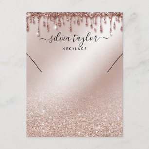Necklace display card Rose gold glitter