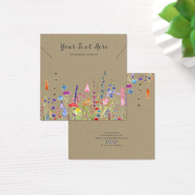 Necklace Display Card • Watercolor Wild Flowers (Desk)