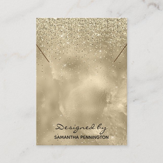 Necklace Display Champagne Gold Faux Foil Glitter Business Card (Front)