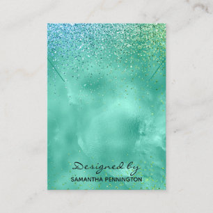 Necklace Display Teal Faux Foil Glitter Business Card