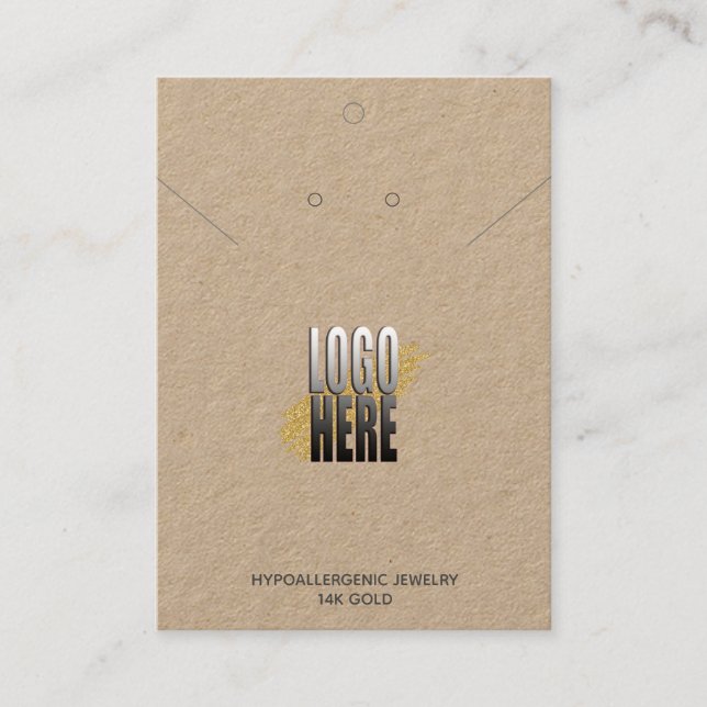 Necklace Earring Holder Logo social media on Kraft Business Card (Front)