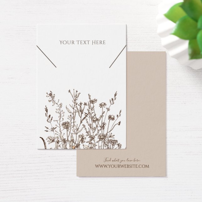 Necklace Jewellery Display Card • Earthy Floral (Desk)