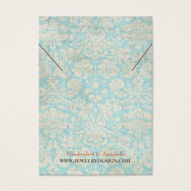 Necklace Jewellery Display Card • Teal Damask (Front)