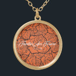 Necklace Orange & Gold Roses-Families Are Forever<br><div class="desc">Necklace shown in Gold tone with a layered rose print over a Tangerine Orange background and text of "Families Are Forever 2018" in fancy script of White. Customise this necklace with a special date or/and choose your style or change colours. Or buy as designed.</div>