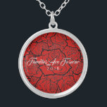 Necklace Red Black Roses-Familes Are Forever<br><div class="desc">Necklace shown in Silver Plate with a Black multi-rose print over a Red background and text of "Families Are Forever 2018" in fancy script of White. Customise this necklace and choose your style or change colours. Or buy as designed.</div>