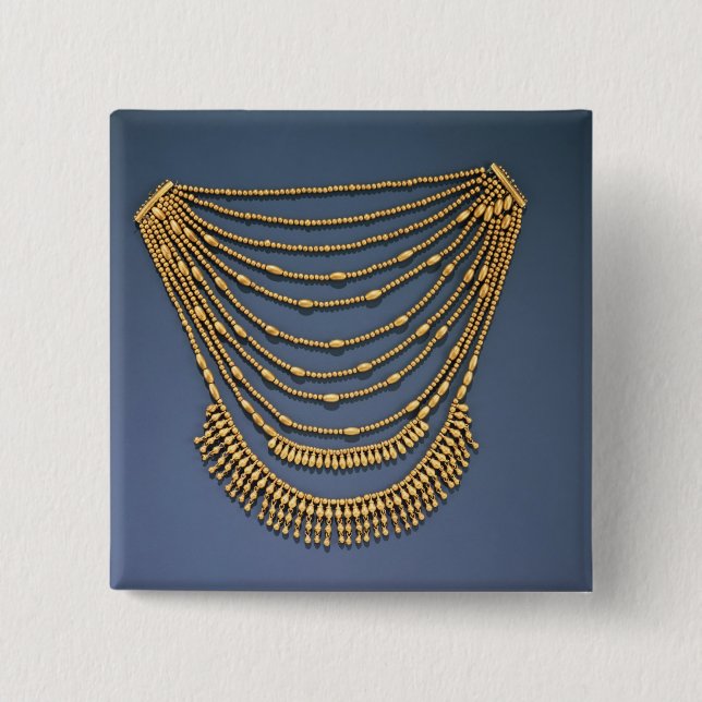 Necklace with bells 15 cm square badge (Front)