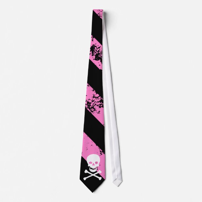 Necktie EMO cracked skull and bones (Front)