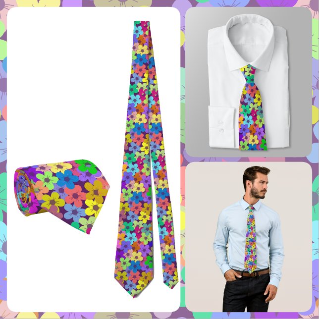 NECKTIE - Flowers in Rainbow Colors (Creator Uploaded)